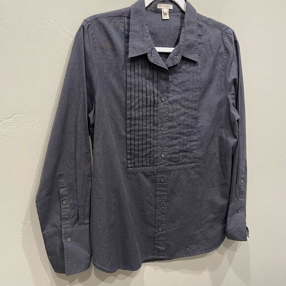 J.Crew Women’s Dark Charcoal Gray Button Up Blouse - Size: 8 - Picture 5 of 10